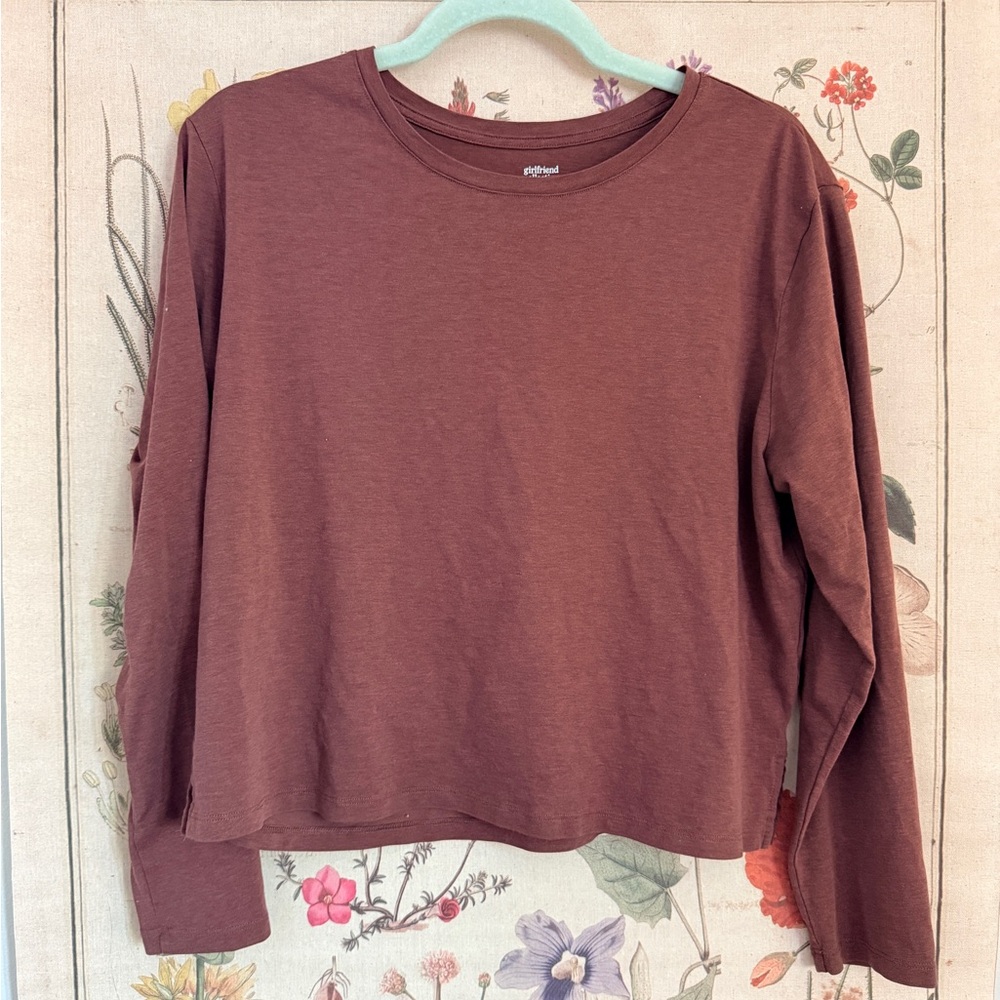 Girlfriend collective long sleeve cotton Cupro tee mauve heather